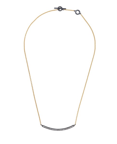Yossi Harari Jewelry 18k Gold & Oxidized Gilver White Diamond Lilah Smile Necklace