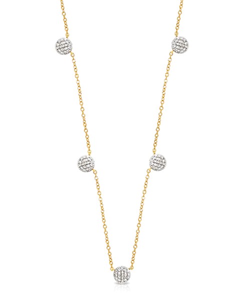 Yellow Gold Diamond Five Micro Station Infinity DBTY Necklace