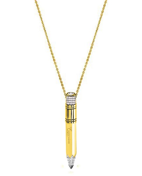Tzuri 18k Yellow Gold and Diamond Large Vertical Necklace