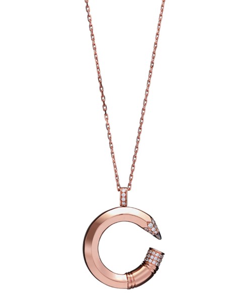 Tzuri 18k Rose Gold and Diamond Medium C Necklace