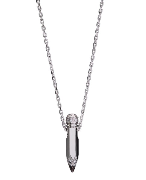 Tzuri 18k White Gold and Diamond Mini Vertical Necklace