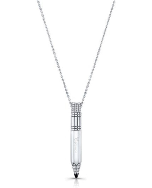Tzuri 18k White Gold and Diamond Medium Vertical Necklace