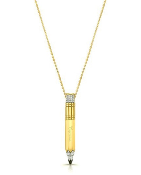Tzuri 18k Yellow Gold and Diamond Medium Vertical Necklace