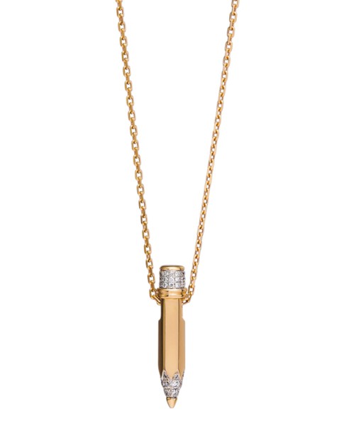 Tzuri 18k Yellow Gold and Diamond Small Vertical Necklace