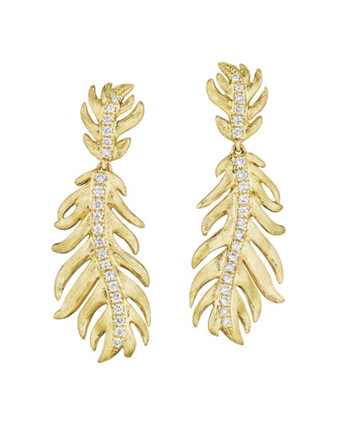 18K Gold Phoenix Medium Center Pave Earrings