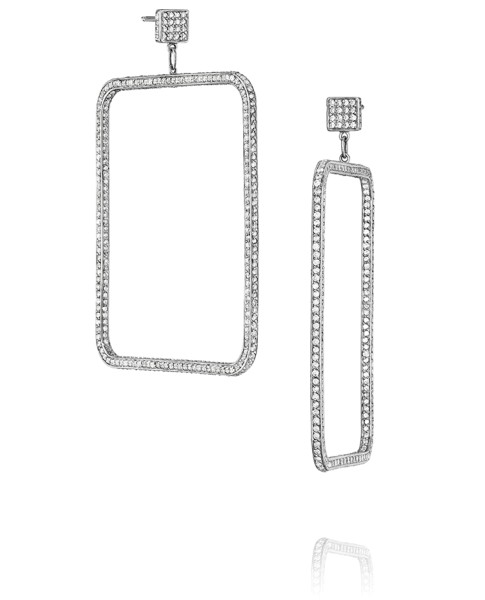 Piece Square Diamond Dangle Earrings