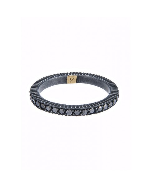 Yossi Harari Jewelry Lilah Oxidized Gilver Black Diamond Band Size 6