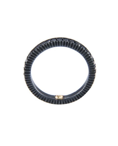 Yossi Harari Jewelry Lilah Oxidized Gilver Black Diamond Band Size 6