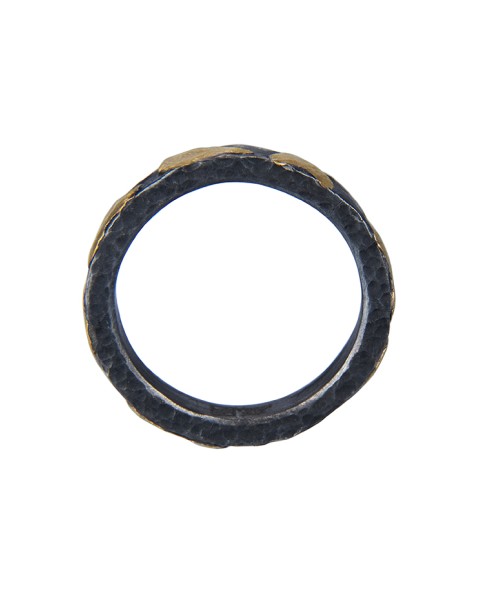 Yossi Harari Jewelry Jane 24k Gold & Oxidized Gilver Libra Stack Ring Size 6