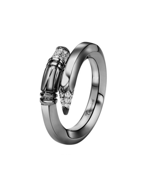 TZURI Black Gold Small Signature Ring