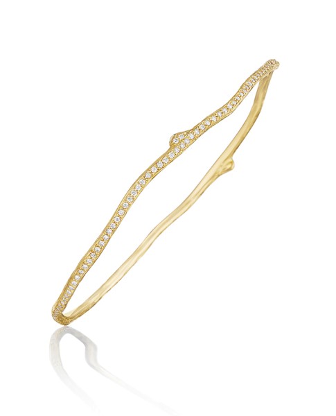 18K Gold Wonderland Eternity Pave Diamond Twig Bangle