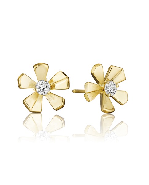 18K Gold Wonderland Small Pow Orchid Stud Earrings