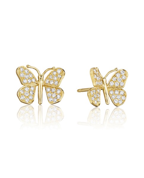 18K Gold Wonderland Butterfly Diamond Stud Earrings