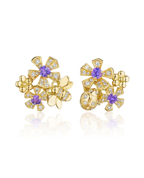 18K Gold Wonderland Pow Orchid Stud Earrings