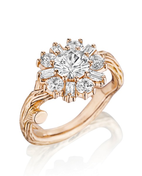 18K Gold Wonderland White Sapphire Flower Ballerina Ring