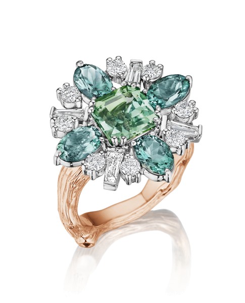 18K Gold Wonderland Tourmaline Flower Ballerina Ring