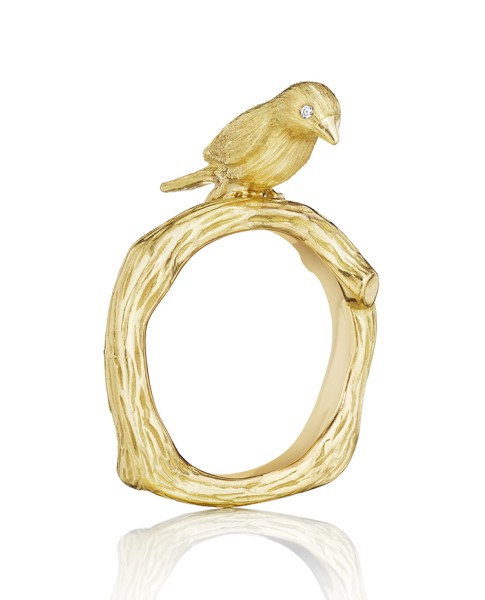 18K Gold Wonderland Stackable Love Bird Ring