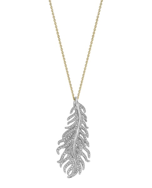18K Gold Phoenix Feather Vertical Necklace