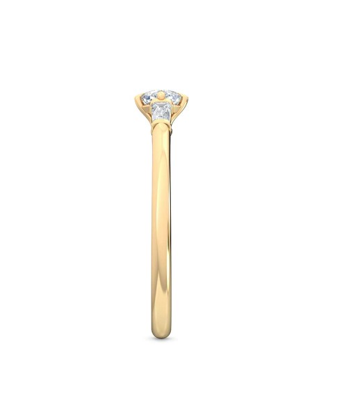 0.30 Ct Cushion Cut North-South and Baguette Cut Petite Lab Grown Diamond Ring in 14K Yellow Gold 