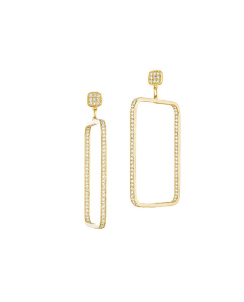 Piece Square Diamond Drop Earrings - Medium