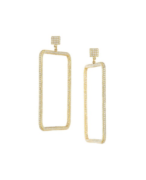 Piece Square 3D Diamond Earrings 