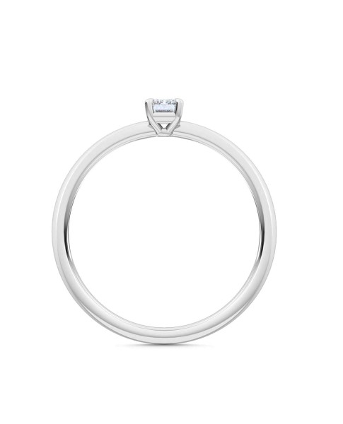 0.25 Ct Emerald Cut Petite Lab Grown Diamond Ring in 14K White Gold 