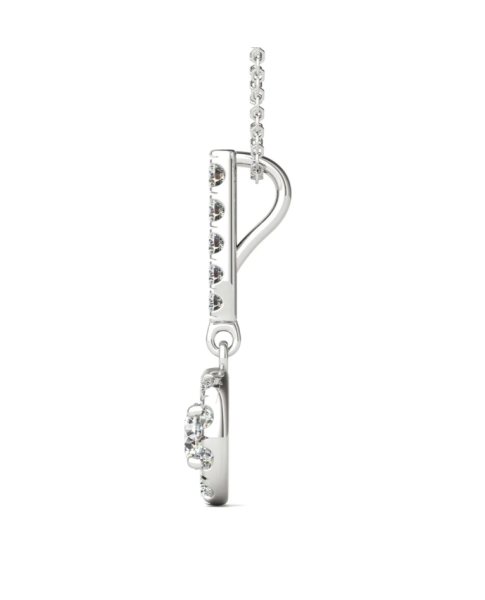 1/2 Ct tw 14K White Gold Natural Diamond Halo Stick Pendant Necklace