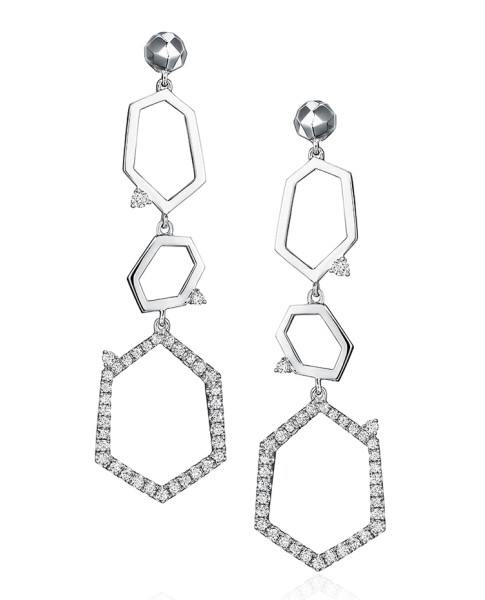 Mimi So Jackson Pave Diamond Three Link Earrings