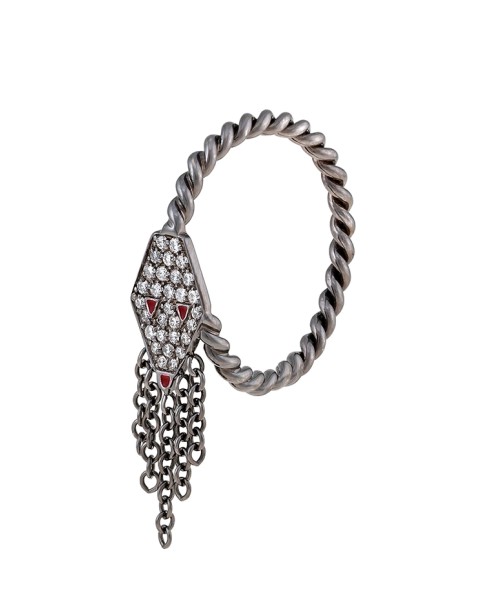 Misahara Drina Waterfall 18k Oxidized White Gold Ring