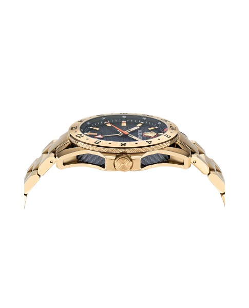 Sport Tech GMT 45MM Yellow Gold Black Guilloche Dial Mens Watch Other Buy at TrueFacet