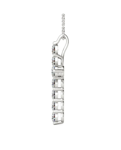 14K Hypoallergenic White Gold Natural Diamond Cross Pendant Necklace