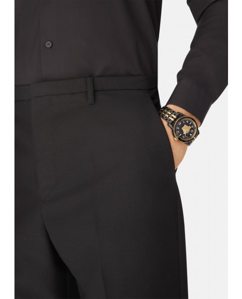 V-Palazzo 43MM Black Matte Dial Two Tone Bracelet Mens Watch
