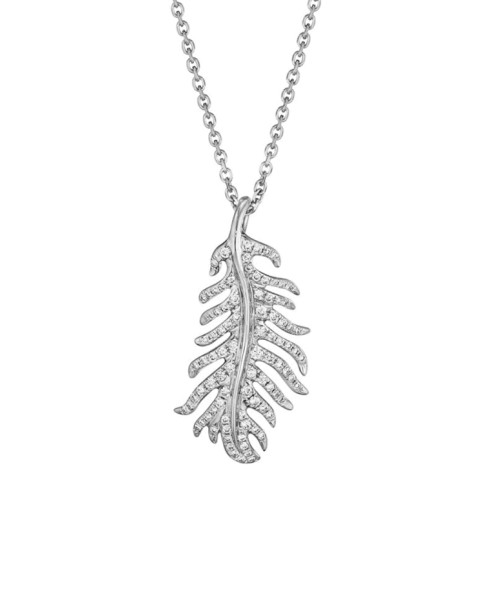18K Gold Phoenix Feather Vertical Necklace