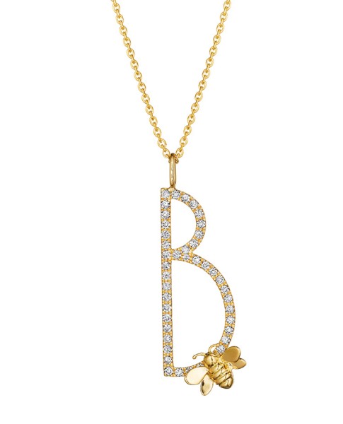 Mimi So Type Letter Pave "B" Pendant 