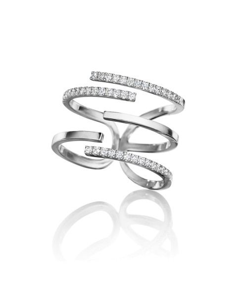 Piece Stick Diamond Pave Ring