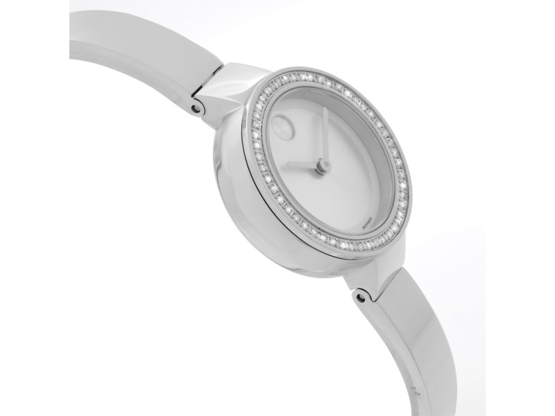 Movado Bold 25mm Steel Diamond Bezel Silver Dial Quartz Ladies Watch 3600321 Movado Buy at TrueFacet