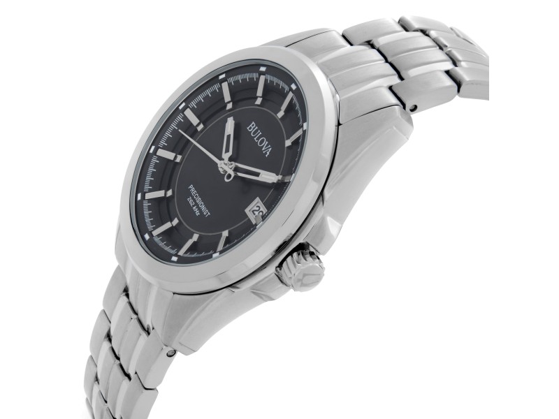 Bulova Precisionist 43mm Stainless Steel Black Dial Quartz Mens Watch 96B252 Bulova Buy at TrueFacet