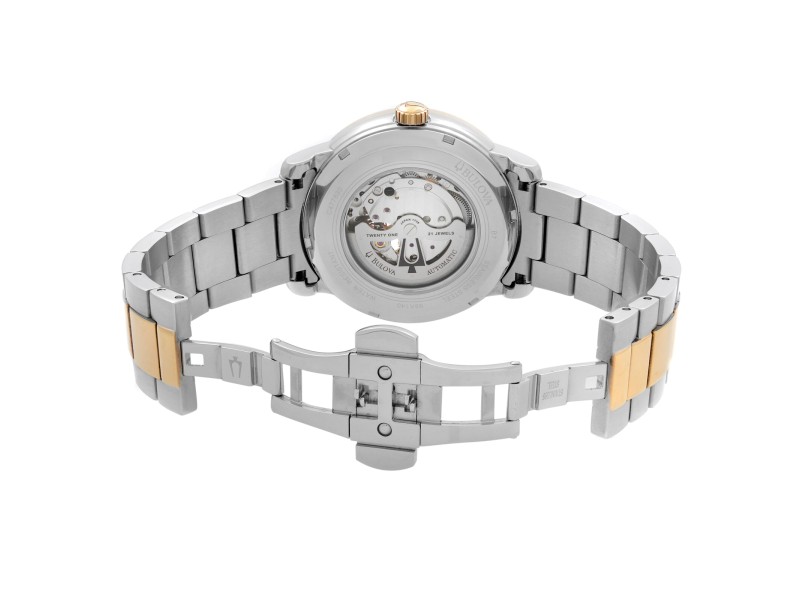 Bulova Two Tone Stainless Steel Brown Dial Automatic Mens Watch 98A140 Bulova Buy at TrueFacet