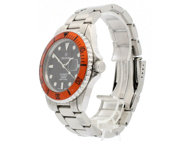 GROVANA Diver Automatic Black Dial Stainless Steel Men s Watch 1571.2 Grovana Buy at TrueFacet