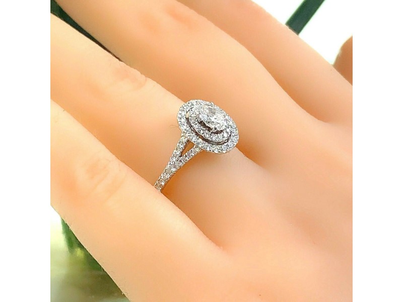 Neil Lane Oval Diamond Double Halo 1.00 Tcw Engagement Ring 14kt White Gold Neil Lane Buy at TrueFacet