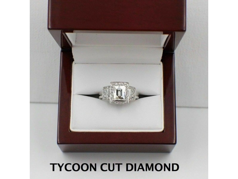 Tycoon Cut Platinum Diamond Engagement Ring 2.42 Tcw 3 Stone G SI1 45 000 Value Tycoon Diamond Buy at TrueFacet
