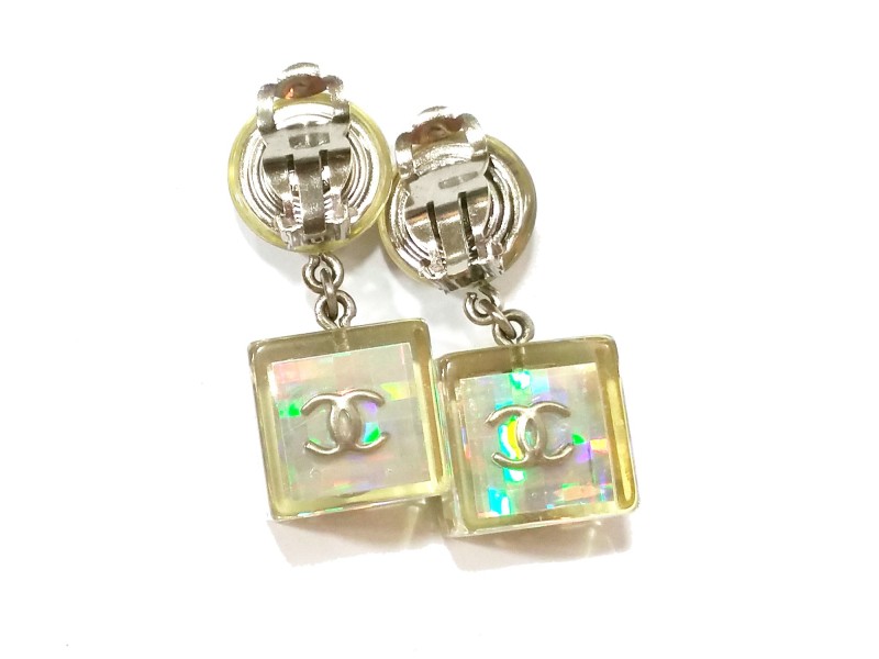 Chanel CC Iridescent Ivory Dice Clip On Earrings Chanel Buy at TrueFacet
