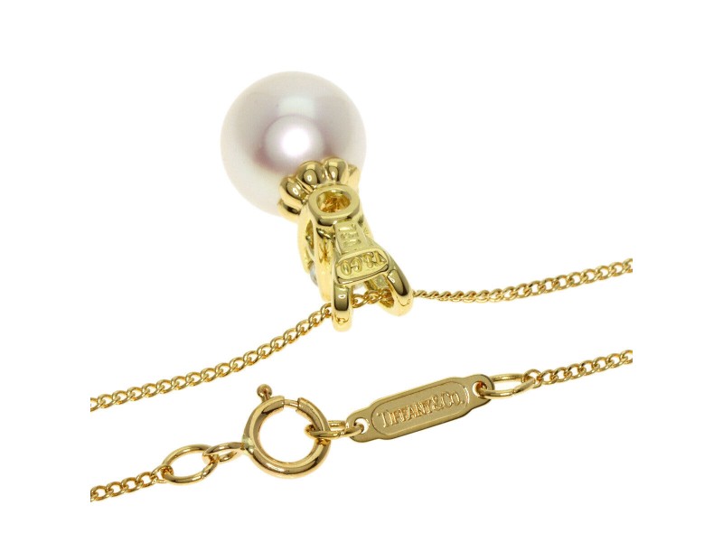 Tiffany & Co 18K Yellow Gold Pearl Diamond Necklace QJLXG-2525
