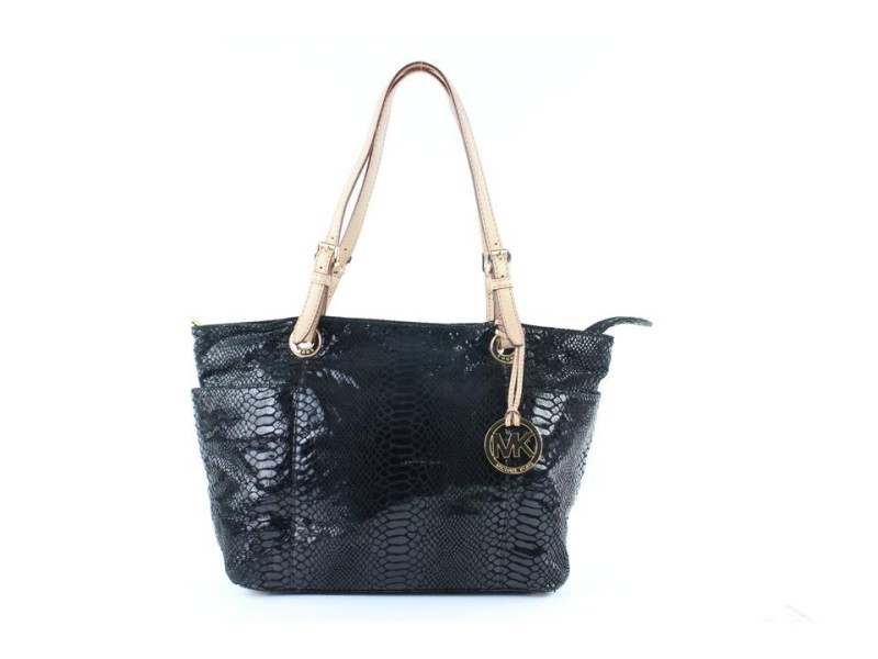 Michael Kors Embossed Pythong Jet Set 13mk0108 Black Patent Leather Tote Michael Kors Buy at TrueFacet