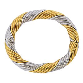 Two-Tone Gold Twist Bangle Bracelet Set