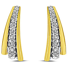 10K Yellow Gold Plated .925 Sterling Silver 0.50 Cttw Round Diamond Graduated Huggie Earrings (I-J Color, I2-I3 Clarity)