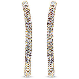 True 18K Rose Gold 6.90 Cttw Pave Set Diamond Inside Out Eternity Hoop Earrings (F-G Color, VS1-VS2 Clarity)