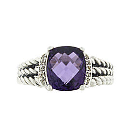 David Yurman Petite Wheaton Ring with Amethyst and Diamonds