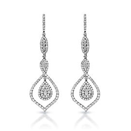 Kiana Carats Combine Mixed Shape Diamond Chandelier Earrings in 18 Karat White Gold
