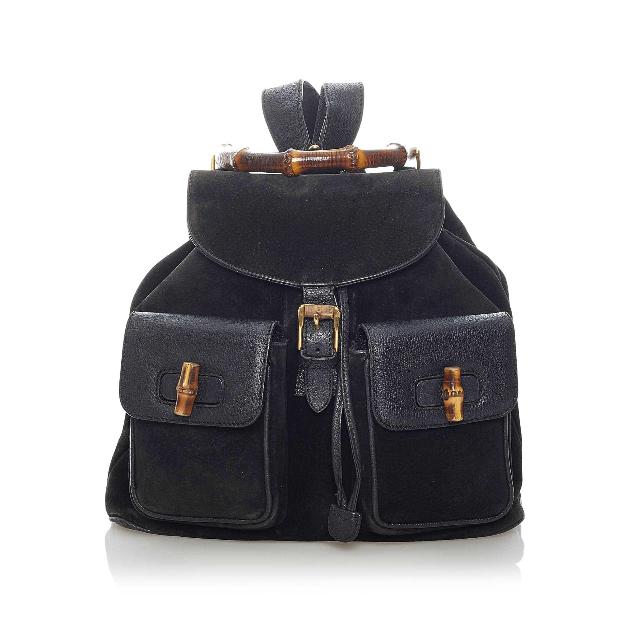 Gucci Bamboo Suede Drawstring Backpack